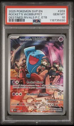 PSA 10 Team Rocket's Wobbuffet Destined Rivals Pokemon Center Promo 203 - Image 1
