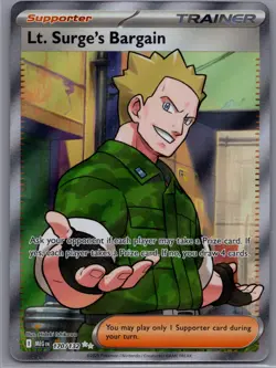Pokemon TCG Lt. Surge's Bargain 170/132 Full Art Trainer - Image 1
