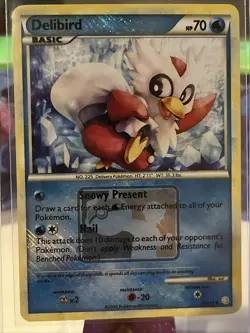 Delibird 39/123 Crosshatch League Promo Holo HGSS Pokemon TCG LP - Image 1