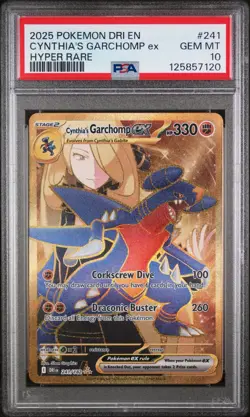 Destined Rivals Cynthia's Garchomp EX Gold Hyper-Rare Card 241/182 PSA 10 - Image 1