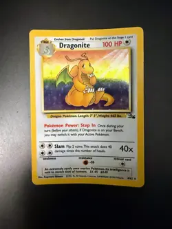 Dragonite 4/62 Pokemon Card Holo Fossil WOTC 1999 Rare - Image 1