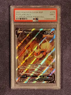 2021 Pokemon - Flareon V SWSH #179 BSP VMAX PREM. COLL. PSA 9 - Image 1