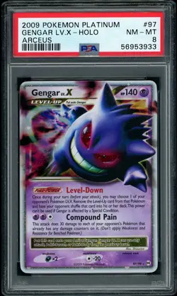 2009 Pokemon Platinum Arceus Gengar Lv.X Holo #97 PSA 8 NM-MT - Image 1