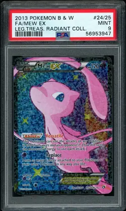 2013 Pokemon BW Mew EX Full Art RC24 Legendary Treasures Radiant Coll PSA 9 MINT - Image 1
