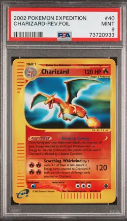 2002 Pokemon Expedition Base Set Charizard #40 Reverse Holo Rare PSA 9 - Image 1