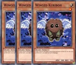 Yugioh - Winged Kuriboh x 3 - 1st Edition NM - Plus Free Holographic Card - Image 1