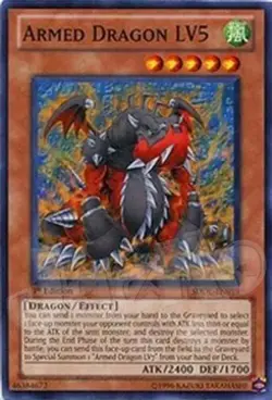 Yugioh - Armed Dragon LV3 LV5 LV7 3 Cards Set 1st LP - Free Holographic Card - Image 2