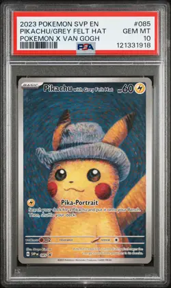 2023 POKEMON SVP EN-SV BLACK STAR PROMO #085 PIKACHU WITH GREY FELT HAT PSA 10 - Image 1