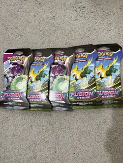 Pokemon TCG | Fusion Strike Sleeved Booster Packs x 5 | Mew Design New & Sealed - Image 1