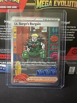 Lt. Surge's Bargain SIR 185/132 - Pokemon TCG Mega Evolutions NM PACK FRESH - Image 1
