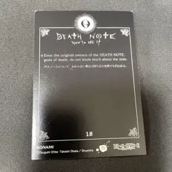 Death Note Yagami Light Konami Trading Card No 18 Rare Condition - Image 3