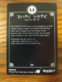 Death Note Trading Card Ryuk & Kira No.53 Normal Condition From - Image 2