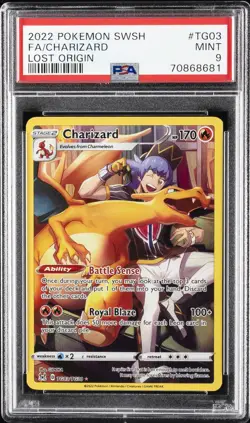 2022 POKEMON SWORD & SHIELD LOST ORIGIN #TG03 FULL ART/CHARIZARD PSA 9 - Image 1