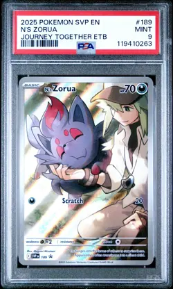 2025 POKEMON SVP EN-SV BLACK STAR PROMO #189 N'S ZORUA PSA 9 - Image 1
