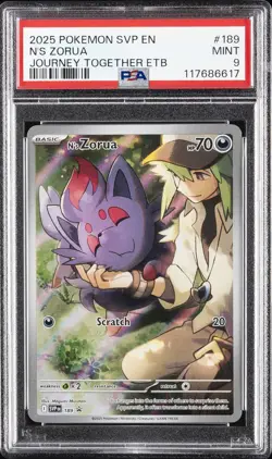 2025 POKEMON SVP EN-SV BLACK STAR PROMO #189 N'S ZORUA PSA 9 - Image 1