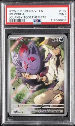 2025 POKEMON SVP EN-SV BLACK STAR PROMO #189 N'S ZORUA PSA 9 - Image 1