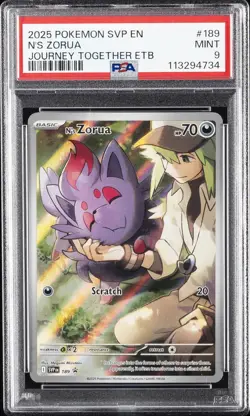 2025 POKEMON SVP EN-SV BLACK STAR PROMO #189 N'S ZORUA PSA 9 - Image 1