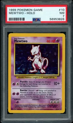1999 Pokemon Base Set Mewtwo Holo Rare #10 PSA 7 NM - Image 1