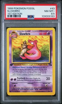 Pokemon Card Slowbro 43/62 1st Edition Fossil Set 1999 PSA 8.5 NM-MT+ - Image 1