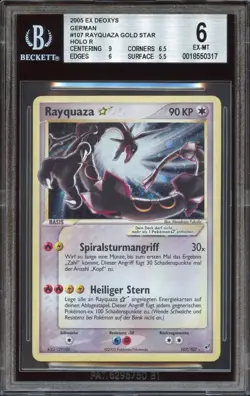 Rayquaza Gold Star EX Deoxys Holo Swirl 107 German Pokemon BGS 6 - Image 1