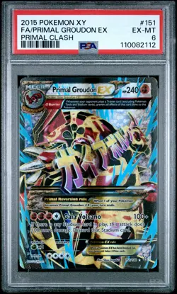 2015 POKEMON XY PRIMAL CLASH #151 FULL ART/PRIMAL GROUDON EX PSA 6 - Image 1
