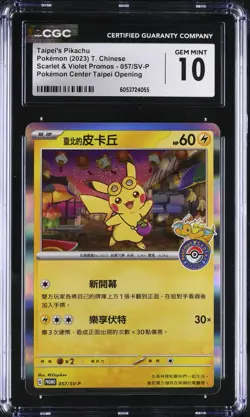 2023 POKEMON CENTER TAIPEI CHINESE TAIPEI'S PIKACHU 057/SV-P CGC 10 GEM MINT - Image 1