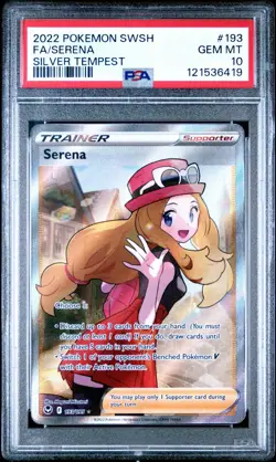2022 POKEMON SWORD & SHIELD SILVER TEMPEST 193 FULL ART SERENA PSA 10 GEM MINT - Image 1
