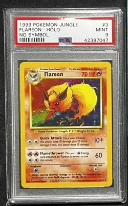 1999 Pokemon Jungle Flareon Holo #3 No Symbol Error - PSA 9 Mint - Image 1