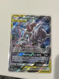 Mewtwo & Mew Full Art GX SM191 Tag-Team Promo Pokemon Sun & Moon Mint - Image 1
