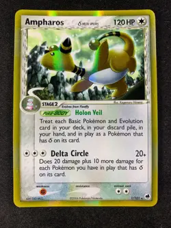 Pokemon - Ampharos 1/101 Delta Species - Ex Dragon Frontiers - Holo ENG Poor - Image 1