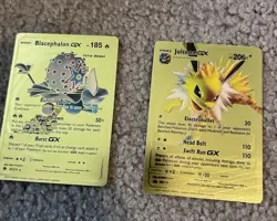 2024 Fan Art Gold Pokemon Card Jolteon Gx Blacephalon Undefeatable Red - Image 2
