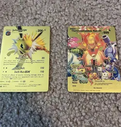 2024 Fan Art Gold Pokemon Card Jolteon Gx Blacephalon Undefeatable Red - Image 3