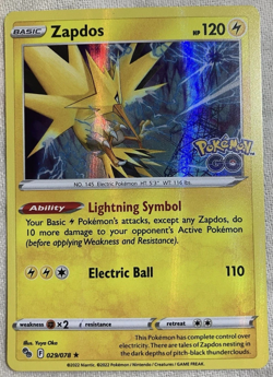 Pokemon TCG Zapdos Holo Rare Card 029/078 Pokemon Go NM Condition - Image 1