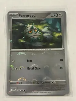 Pokemon TCG Ferroseed 068/086 White Flare Poke Ball Reverse Holo Card - NM - Image 1