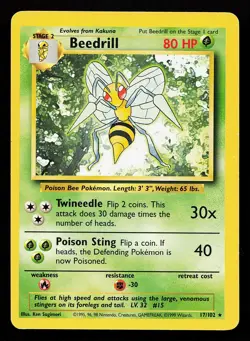 Beedrill 17/102 Rare Base Set Pokemon Card - Image 1