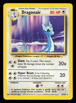 Dragonair 18/102 Rare Base Set Pokemon Card - Image 1