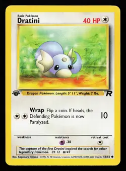 Dratini 53/82 1st Edition Team Rocket Pokemon Card - Image 1