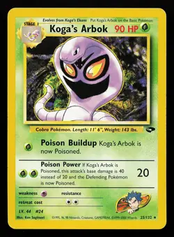 Koga's Arbok 25/132 Rare Gym Challenge Pokemon Card - Image 1