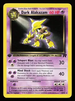 Dark Alakazam 18/82 Rare 1st Edition Team Rocket Pokemon Card - Image 1