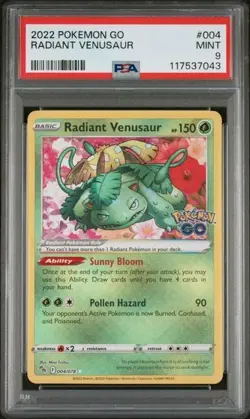 2022 Pokemon Go Radiant Venusaur Holo PSA 9 Mint 4/78 TCG - Image 1