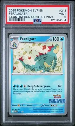 2025 POKEMON SVP EN FERALIGATR #213 ILLUSTRATION CONTEST PSA 9 MINT - Image 1