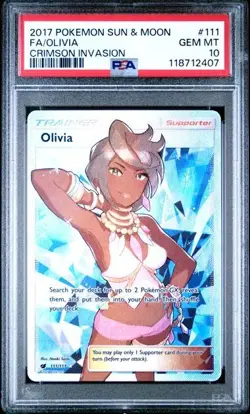 Olivia 111/111 Full Art Pokemon Sun & Moon Crimson Invasion PSA 10 GEM MINT - Image 1