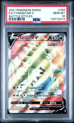 Tyranitar V 154/163 Full Art Gem Mint PSA 10 2021 Pokemon TCG Battle Styles - Image 1