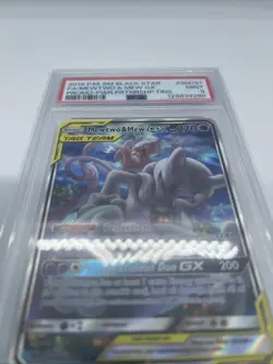 2019 POKEMON SM BLACK STAR PROMO #SM191 FULL ART/MEWTWO & MEW GX PSA 9 - Image 4