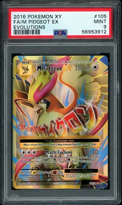 2016 Pokemon XY Evolutions M Pidgeot EX Full Art #105 PSA 9 MINT - Image 1