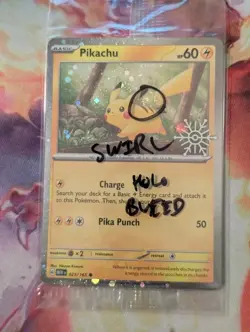 Pikachu ~Swirl~ 025/165 Factory Sealed Snowflake Stamp Cosmo Holo NM Pokemon TCG - Image 1