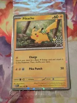 Pikachu ~Swirl~ 025/165 Factory Sealed Snowflake Stamp Cosmo Holo NM Pokemon TCG - Image 2