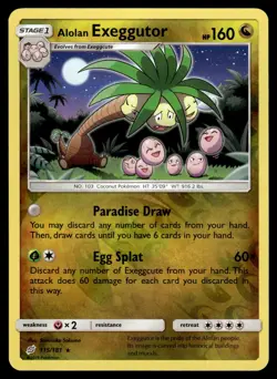 Alolan Exeggutor 115/181 Reverse Holo S&M Team Up Pokemon Card - Image 1