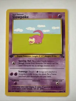 Pokemon Card 1st Edition Uncommon Fossil Set 1999 Slowpoke 55/62 - Image 1
