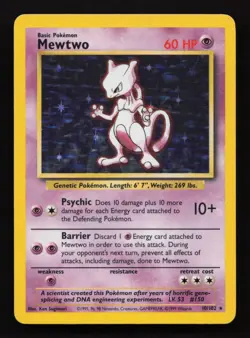 Mewtwo Holo Rare - 1999 Base Set 10/102 Pokemon Card 151 WOTC - Near Mint - Image 1